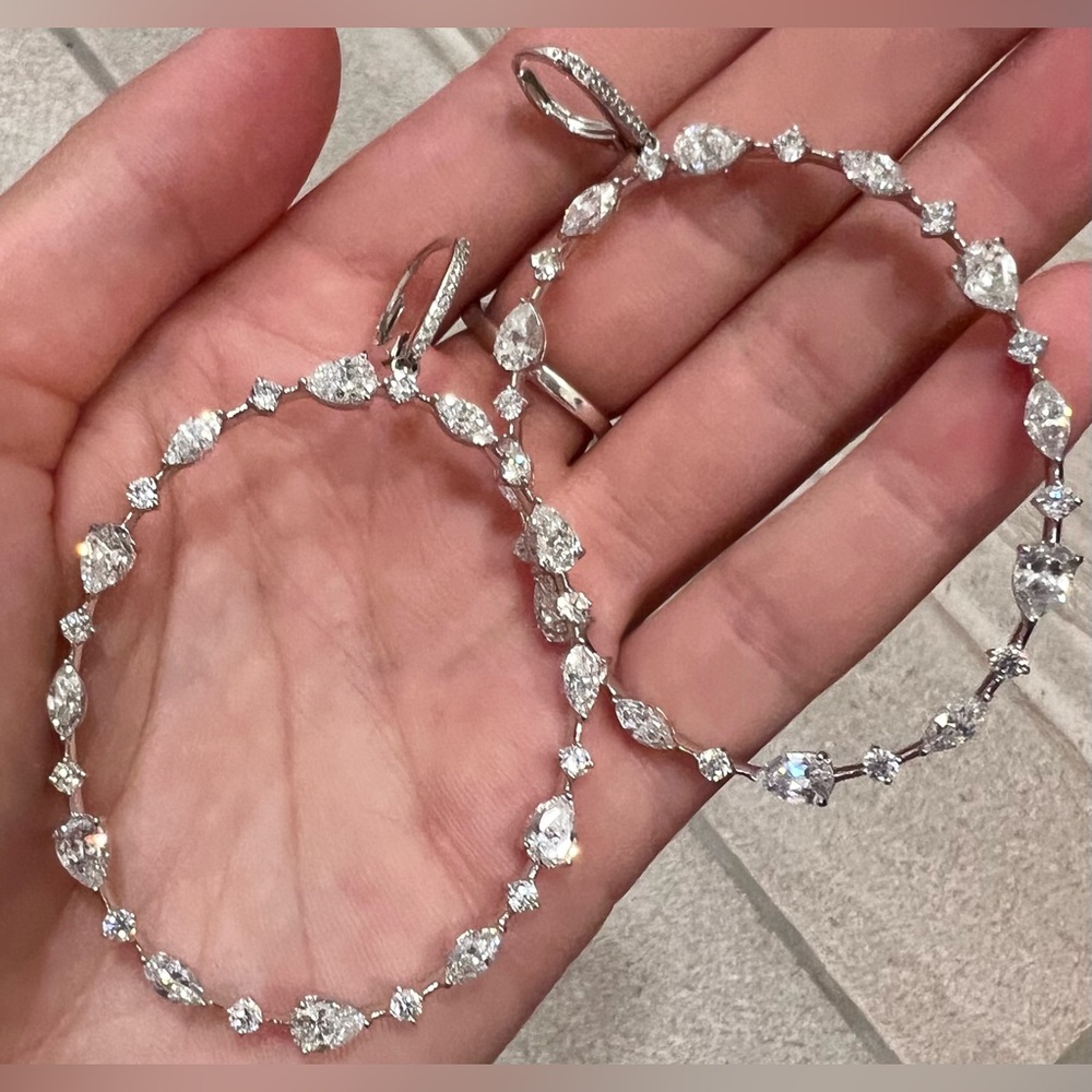 Swarovski Crystal Hoop Drop Earrings in Clear Silver Tone